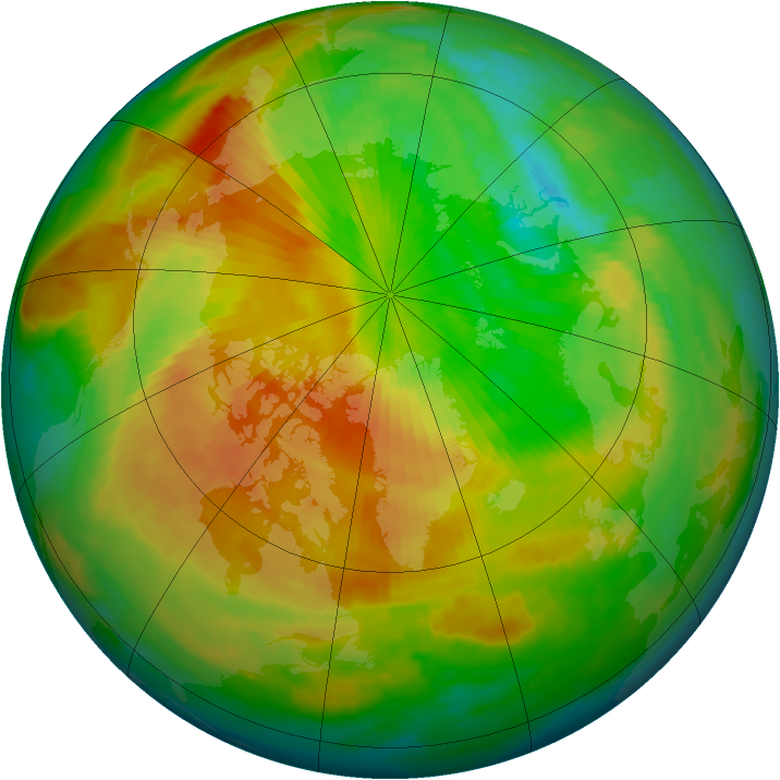 Arctic ozone map for 25 April 1997